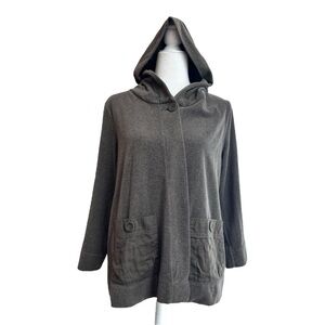 Nurture Gray ONe Button Long Sleeve Hooded Jacket Womens Size L Pockets